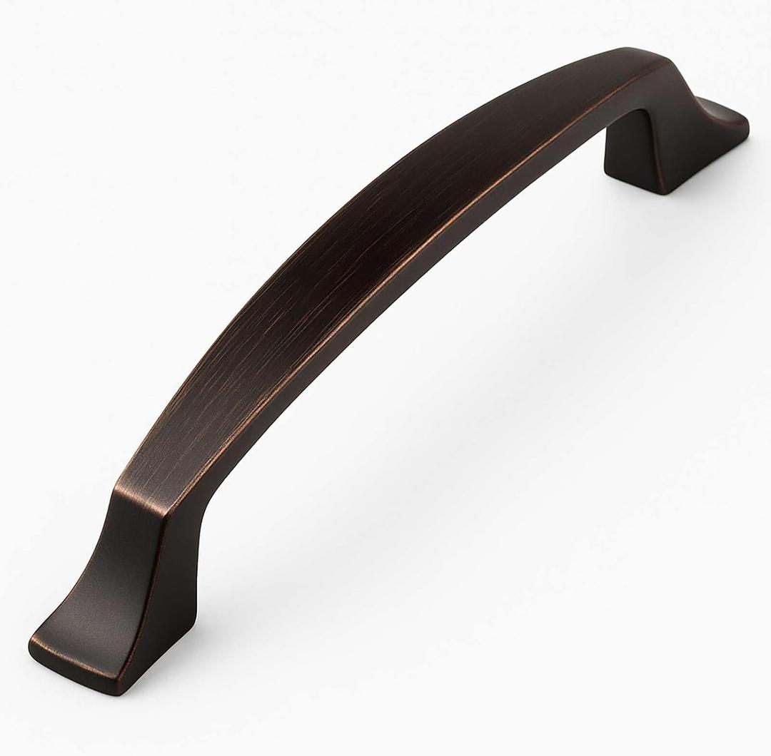 Modket Brooklyn Series Solid Traditional Classic Kitchen Cabinet Pull Handle 6-1/8" Overall Length, 5" (128mm) Hole Centers, Oil Rubbed Bronze 10 Packs