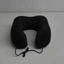 Knitted Cotton U-Shaped Memory Foam Pillow Portable Travel Neck Care Pillow (Black, One Size)