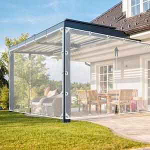 Clear Tarps Heavy Duty PVC Transparent Tarp with Zipper Waterproof Dustproof Windproof Anti-Tear Tarpaulin with Grommets & Ropes for Greenhouse,Patio,Garden,Outdoor (7.9' x 9.8'（2.4x3m）)