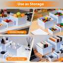 Nestable Buffet Risers - 8 Pcs White Acrylic Food Risers with Signs & Markers Sturdy Dessert Table Display Stands for Parties, Catering, Jewelry & Collectibles (Easy-Store Stackable Cubes: 10'',9'',8", 7", 6", 5", 4", 3")