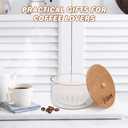 Coffee Filter Holder with Lid,Glass Coffee Filter Storage Container,Coffee Filter Dispenser,Rustic Coffee Filter Organizer Basket,Coffee Filter Container for Counter, Coffee Bar Accessories Decor, 6.3 inches x 3.9 inches