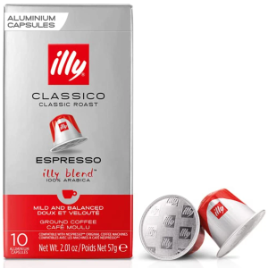 Illy Espresso Single Serve Coffee Compatible Capsules, 100% Arabica Bean Signature Italian Blend, Classico Espresso, 10 Capsules