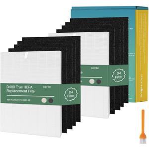 Compatible with Winix D480 Air Purifier,D480 True HEPA Replacement Filter D4,1712-0100-00,2PCS H13 True HEPA Filter+8PCS Activated Carbon Filters(2+8)