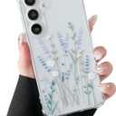 ZTOFERA for Samsung Galaxy S25 FE Case Clear Cute Flower Pattern for Women Girls Protective Shockproof Slim TPU Bumper Phone Cover for Samsung S25 FE Case, Lavender