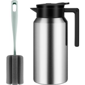 ShineMe Coffee Carafe, 40oz(1.2L) Stainless Steel Thermal Coffee Carafe for Keeping Hot/Cold, Travel Size Insulated Pitcher for Coffee, Tea, Water, Beverage Dispenser