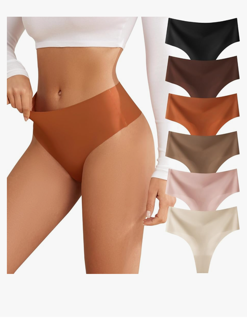 Thongs for Womens High Waisted Seamless for Women Underwear Sexy Breathable Panties 6 Pack, Size -XXL