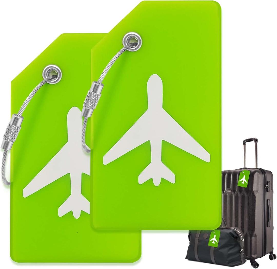 Luggage Tags for Suitcases, Quickly Spot 2Pcs Luggage Identifier Tags, Travel Essentials Accessories Name Tags for Backpacks, Suitcases, Travel Bags, Baggage, Cruise - Flexible Silicone (Green)