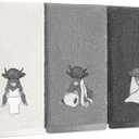 3 Pcs Highland Cow Hand Towels Bathroom Decor Highland Cow White and Gray Decorative Embroidered 100% Cotton Farmhouse Towels for Bathroom Kitchen Decor, 13. 3 x 29. 5''