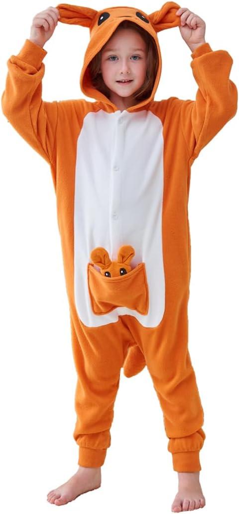 Unisex Kids Animal Pajamas Onesie Children's Cartoon Halloween Costume (Orange)