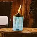 TIKI Carnival Glass Tabletop Torches, Decorative Outdoor Tabletop TIKI Torches for Patio, Backyard & Garden – Portable Glass Flame Torches for Outdoor Lighting, Green