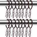 Hotop 60 Pieces 1.65 Inch Metal Drapery Curtain Rings Curtain Hanging Rings and 60 Pieces Metal Drapery Pin Hooks for Drapes Window Door Shower (Brown)