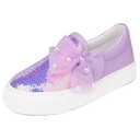 Toandon Girls Kids Sneakers Loafer Shoes Toddler Slip On Sequins Glimmer Glitter Sparkle Low Top Non Slip Rubber Sole Lightweight Breathable Walking Outdoor Fashion Casual Bowknot Purple Size 8