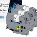 Msudoku Tape 3 Pack TZe-261 TZe261 TZe 261 TZ 36mm 1.42 Inch Laminated White, Compatible with Brother Label Maker P Touch Tape for PT 530 550 3600 P900W Label Makers, Black on White