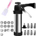 Cookie Press, Spritz Cookie Press for Baking, Stainless Steel Cookies Press Gun Kit with 8 Icing Tips and 13 Cookies Discs for DIY Biscuit Maker and Decoration (Black)