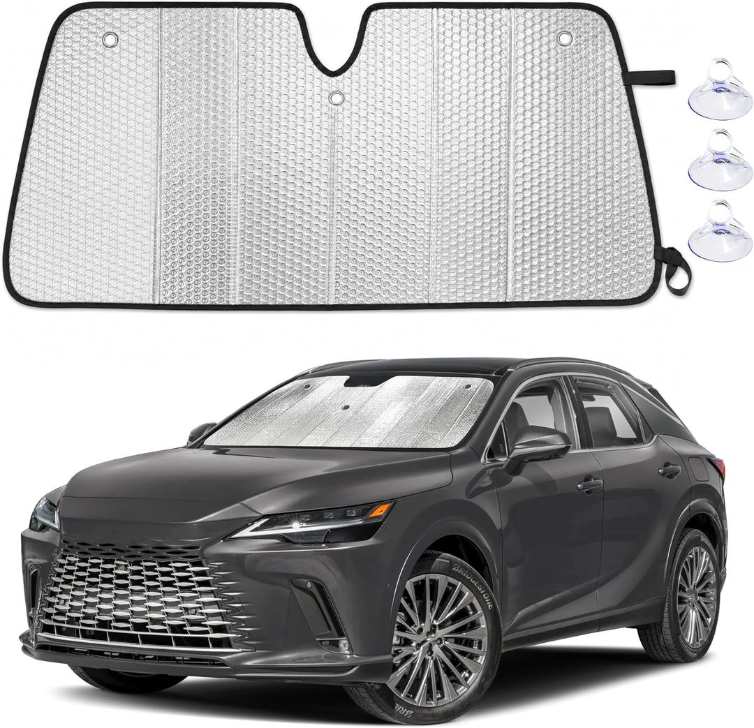 EcoNour Foldable Sun Shade Fit for Lexus RX 2023-2023 2024 2025 | Accordion Windshield Sun Shade, Front Car Window Shades Sun Visor, Blocks UV Rays & Heat, Car Accessories