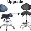 Saddle Stool Rolling Chair Tall with Backrest Foot Rest Hydraulic Swivel Adjustable Height Ergonomic Tilt Thick Seat with Casters for Dental Hygienist Eyelash Technician Hairstylist Black