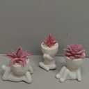 Der Rose 3 Pcs Fake Succulents Plants Artificial Pink Room Office Desk Decor for Women