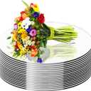 18 Pcs Round Mirror Tiles 10" Acrylic Round Mirror Centerpieces for Wedding Tables Candle Plate Circle Mirrors 12" Wall Mirror Tile for Centerpieces Crafts Valentine Christmas Decorations
