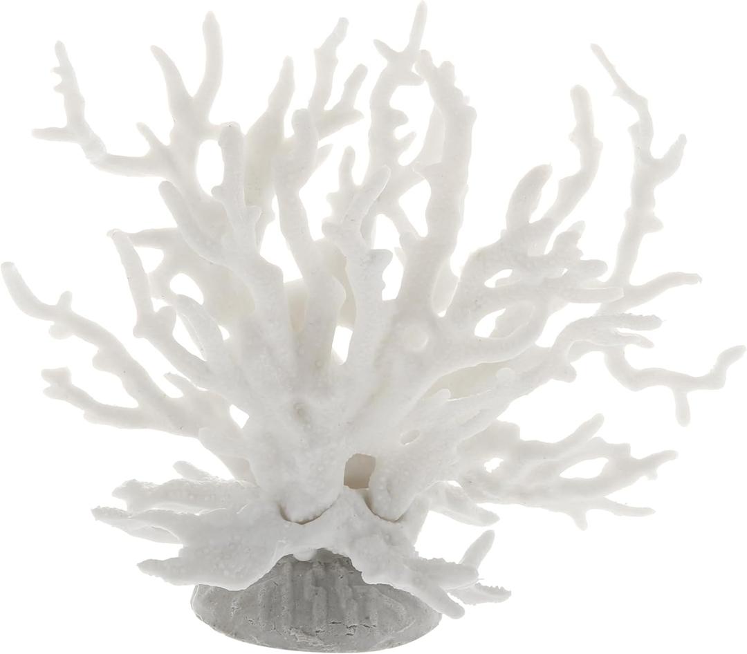 Colorful Coral Reef Decor, Mini Faux Coral Decor for Aquarium Decorations, 6.5x5.83inch (White)