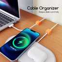 2 x Magnetic Cord Organizer Holder, 6 Pack Desk Cable Clips Management, Hide Phone Charging Cable Keeper, Strong Adhesive Wire Charger Holder for Nightstand, Kitchen Appliances, Office Supplies (Orange)