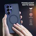 MATEPROX Magnetic Compatible with Samsung Galaxy S25 Ultra Case, Stylish Slim Translucent Matte Protective Cases with Screen Protector for S 25 Ultra 6.9'' 2025-Blue