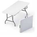6 Feet Foldable Table with Built in Handle & Steel Legs | 6FT Heavy Duty Folding Portable | Perfect for Party, Dining, Wedding, Events, Picnic Indoor, Outdoor, Camping, Utility, Folding - 6 Foot