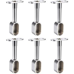 uxcell Shower Curtain Rods Wardrobe Pipe Lever Support Bracket 6pcs End Hanger for Oval Closet Rod 16x30mm, Adjustable 84-105mm Height (Silver Tone)