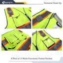 JKSafety 10 Pockets Class 2 Hi-Vis Zipper Front Yellow Safety Vest | Cushioned Collar | High Reflective Tapes with Extended Neon Orange Strips | Meets ANSI/ISEA Standards (X-Large, 89-Yellow)