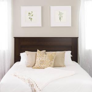 Prepac Stylish Flat Wood Panel Headboard for Queen Size Beds, Simplistic Wooden Queen Headboard 2.25" D x 64.5" W x 48" H, Espresso, EHFQ-1301-1