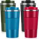 4 Pack Insulated Coffee Mug with Lid, 17oz Leakproof Coffee Travel Mugs, Stainless Steel Double Wall Insulated Vacuum To Go Reusable Portable Thermal Tumbler for Hot&Cold Drinks, Car, Multicol