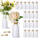 20 Pcs Plastic Flower Bud Vases Bulk with Twines Ropes Small Mini Flower Vases for Centerpieces Decorative Plastic Bottles for Wedding Reception Dining Table Home Decoration (White)