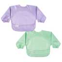 Tiny Twinkle Mess Proof Baby Bibs, 2pk Waterproof Smock Baby Bibs for Eating, Machine Washable Long Sleeve Bibs, Baby Led Weaning, Toddler Bibs, BLW Supplies (Mermaid, Small 6-24 Months)