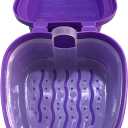 Denture Box Denture Case Denture Cup With Strainer Denture Bath Box False Teeth Storage Box Purple Apple Shape