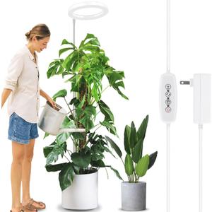 LORDEM 10" Grow Light for Indoor Plants, Full Spectrum Plant Lamp with 160 LEDs, 4H/8H/12H Timer, 6 Dimmable Levels, 3 Spectrum Modes, Height Adjustable 65", Ideal for Growing Large Tall Plants