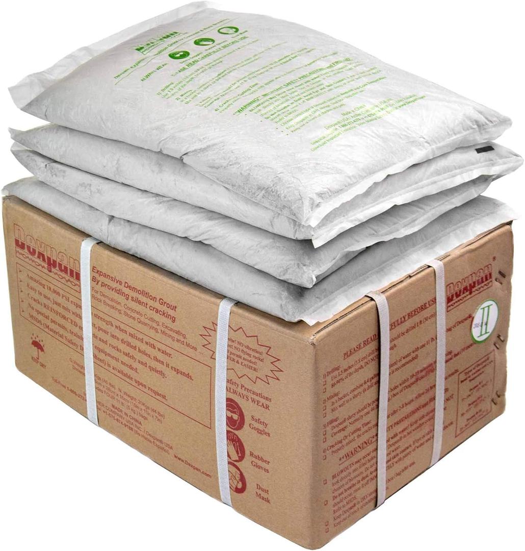 Expansive Demolition Grout 44 Lb. Box for Rock Breaking, Concrete Cutting, Excavating. Alternative to Demolition Jack Hammer Breaker, Jackhammer, Concrete Saw, Rock Drill (DEXPAN44BOX2) (50F-77