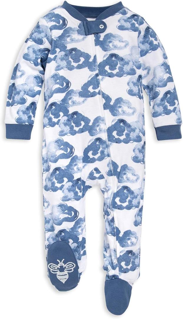 Burt's Bees Baby Baby Girls Pajamas, Zip Front Non-Slip Footed Sleeper Pjs, 100% Organic Cotton