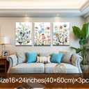 3-Pcs Framed Watercolor Daisy Flower Canvas Wall Art Colorful Plant Decor Pink Wildflower Pictures Print Farmhouse Floral Painting Wall decor for Living Room Bedroom Bathroom 16x24Inch