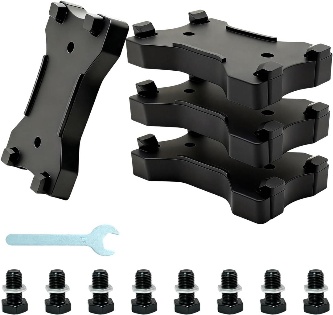 RV Stabilizer Jack Pads 4 Pack- Double Hole Design RV Leveling Scissor Jack Blocks, Sturdy Solid Rubber Protection Foot with Thickened Non-Slip Base for 8.75"-9.5" RV Stabilizer Jack