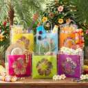 Kolldenn 12 Pcs Hibiscus Clear Gift Bags with Handles, Tropical Floral Hawaiian Tote Bags, PVC Plastic Goodie Handbags for Summer Beach Birthday Party Favors, 9.84x 9.84x 3.54 in