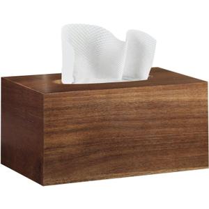 BIBELUN Tissue Box Cover,Acacia Wood Tissue Box Cover Rectangle with Slide-Out Bottom,Wooden Decorative Cube Facial Tissue Holder/Organizer/Dispenser for Bathroom,Office Desk & Bedroom Decor