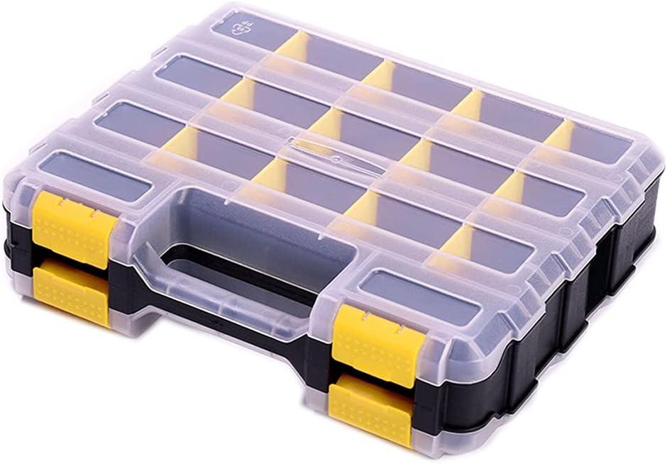 Hardware Organizer Box 34 Compartments Small Parts Organizer with Removable Dividers Durable Plastic Double Side Tools Box Screw Organizer For Nuts, Bolts, Screws, Nails, Small Hardware (Yellow) 