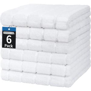White Hand Towels, 6 Pack 25''*15'' Microfiber Hand Towels for Bathroom Kitchen, All-Purpose Quick Dry Lint Free Soft Absorbent Wash Cloths, Gym Towels Bath Towels Bulk for Yoga Spa Hotel