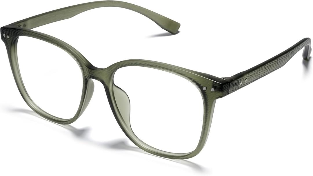 ZanyLen Oversized Blue Light Glasses Women/Men Computer/Gaming/Phone Blue Blocker Anti Glare Square Black/Clear TR90 Glasses (04-6001-green)