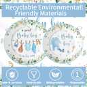 142pcs Greenery Gender Reveal Baby Shower Supplies Party Boho Greency Party Decorations Tableware Set Dessert Plates Napkins Forks for 20 Guests (Blue)