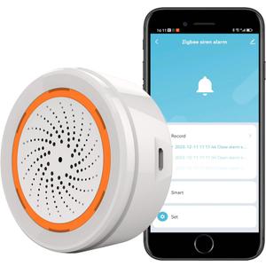 Zigbee Smart Siren Alarm: Wireless Alarm for Security & Automation, App Control, Strobe Flash 100dB Siren, Tuya Zigbee Hub Required, Compatible with Alexa & Google Home