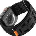 Compatible with Apple Watch Ultra Band Men Women, Wide Tactical Military Nylon Rugged Soft Sport Loop for iWatch 49mm(Ultra2),46mm(Series 10),45mm(9/8/7),44mm(SE2/SE/6/5/4),42mm(3/2/1) (Black)