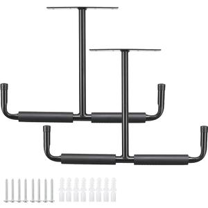 HOME RIGHT Overhead Garage Storage Rack, 16.5 Inch Heavy Duty Ceiling Double Storage Hooks Utility Hanger for Hanging Lumber Ladder Tool Bike & Other Bulky Items (2 Pack, Black)