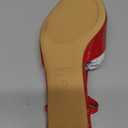 Coutgo Womens Low Chunky Heels Slingback Pumps Closed Pointed Toe V-Strap Slip On Wedding Party Dress Shoes (10, Red)