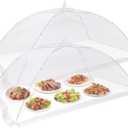 Food Cover Food Tent, Pop-Up Umbrella Screen Tents Large Mesh Food Covers Tent Perfect for Parties, picnics and Camping two LARGE 2ft x 3 1/2 ft laced edges six SMALL 14"x14" laced edges