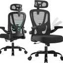 Office Chair Ergonomic Desk Chair - Mesh High Back Office Chair with Headrests Wheels Lumbar Support Home Desk Office Chairs Flip up Armrest Executive Rolling Swivel Task Computer Chair Black